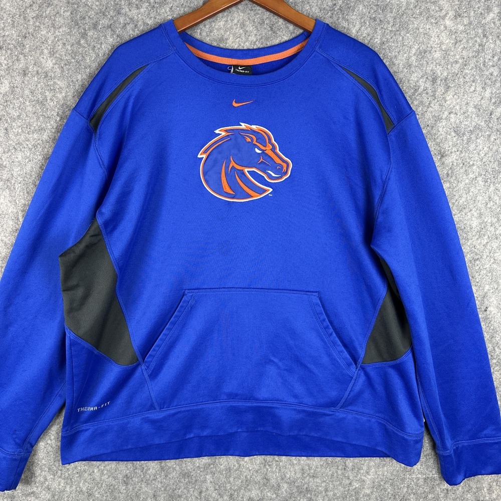 Nike Sweatshirt Mens 2XL Blue Boise State Broncos Football Therma-FIT Swoosh